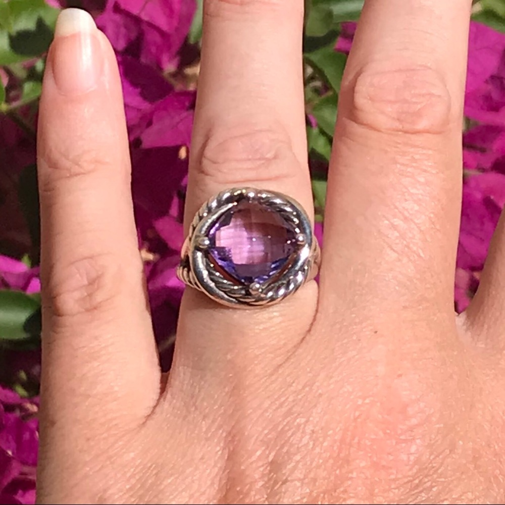David Yurman Sterling Infinity Ring with Amethyst
